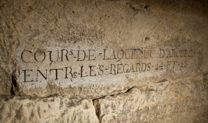 Carvings in the Paris catacombs