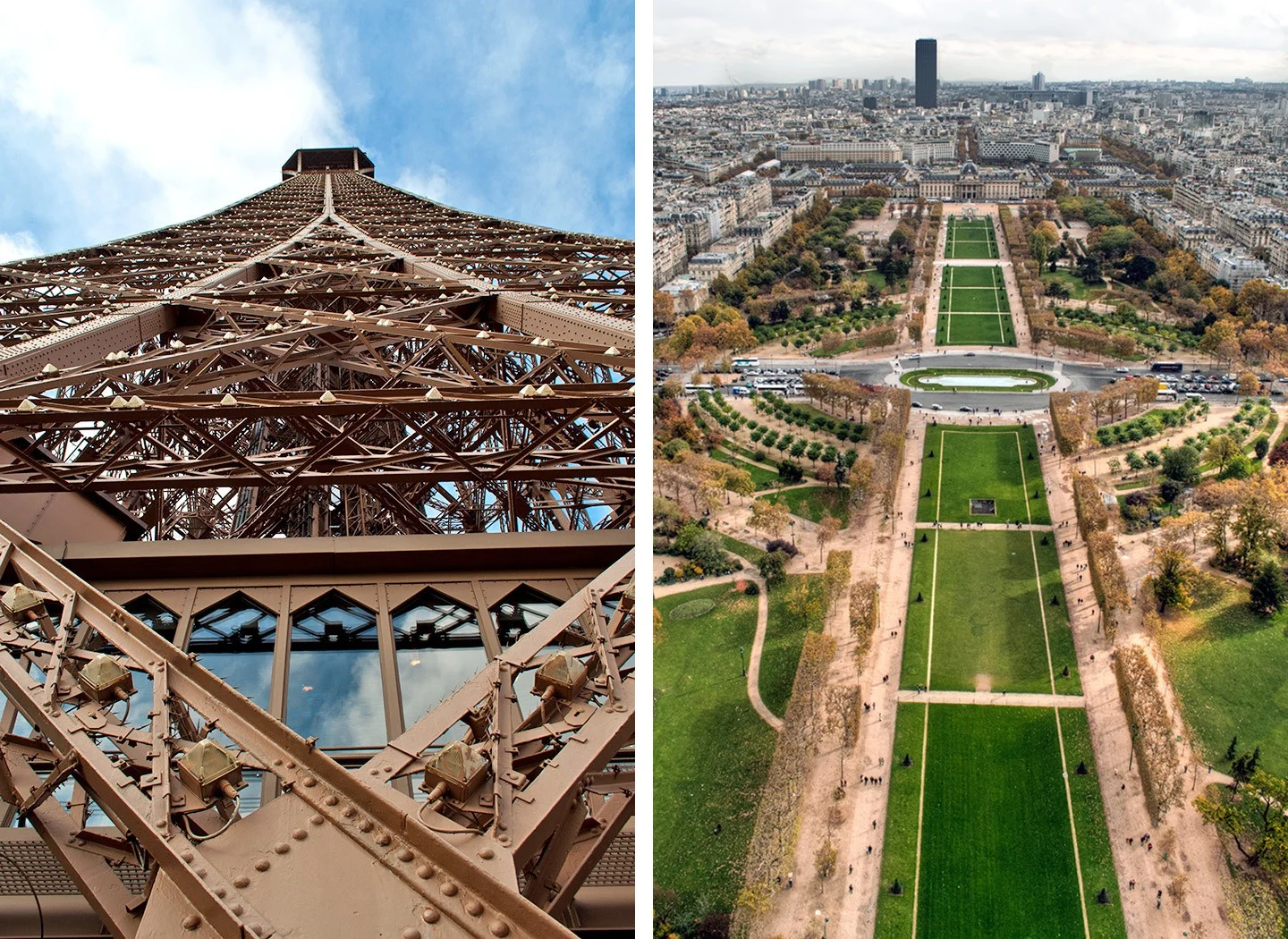 Views from the second floor of the Eiffel Tower in Paris