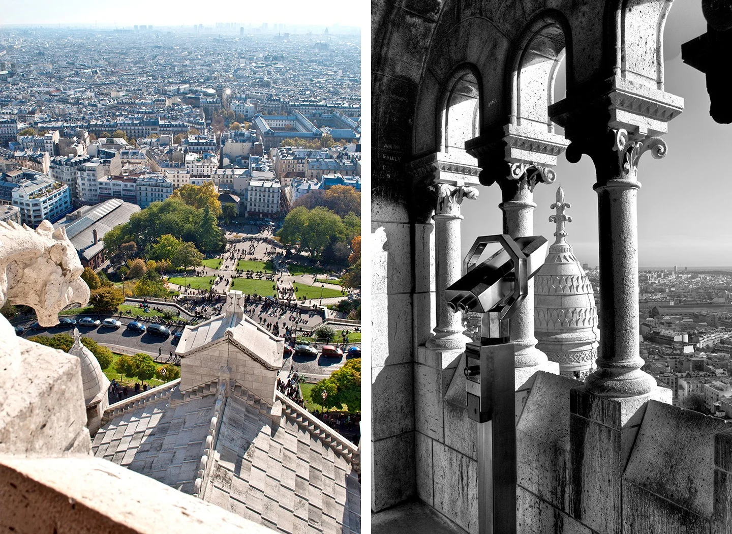 Close up view of gargoyles from Sacre Coeur Basilica in Paris