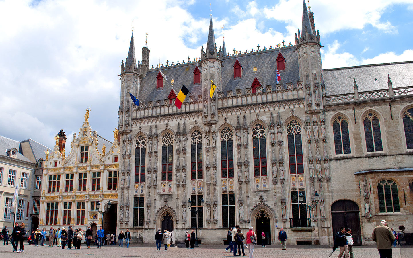 The historic Burg square and Staduis (City Hall) in Bruges