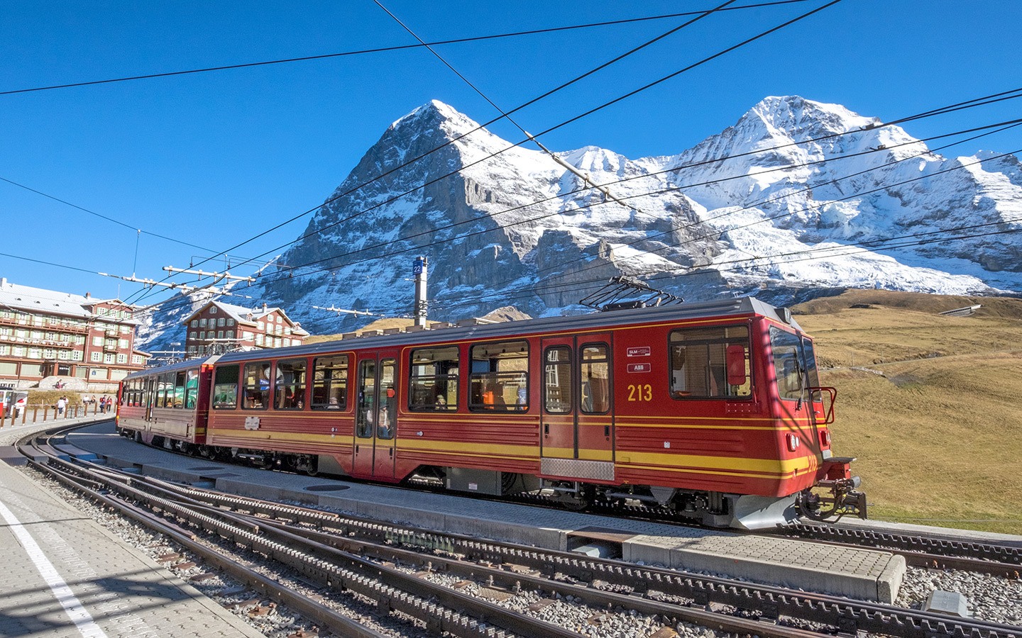 Europe by train: Swiss mountain railway at Kleine Scheidegg