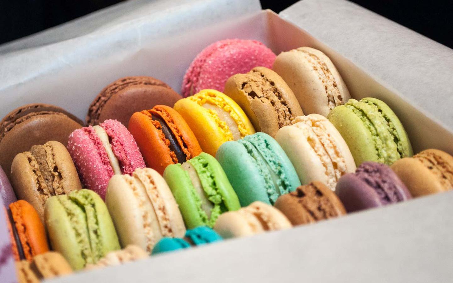 Colourful macarons on the English Tea and Desserts London food tour