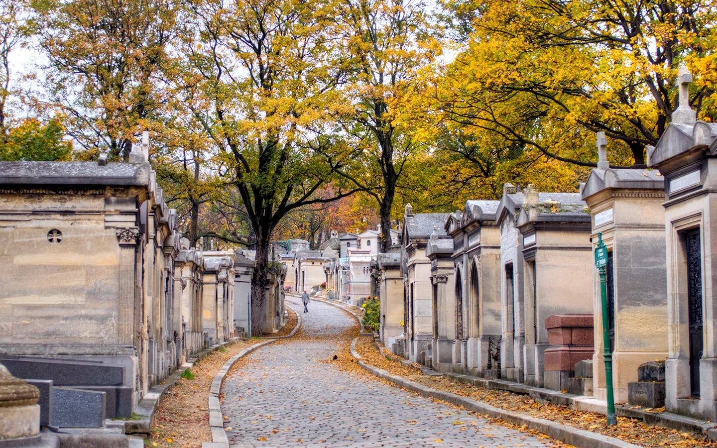 Road through Père-Lachaise cemetery in autumn