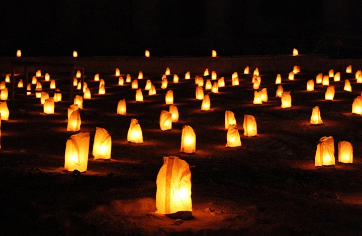 Candles at Petra by night