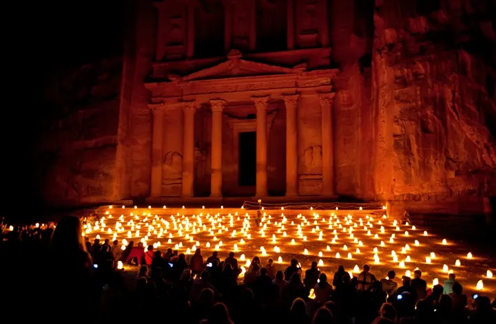 Treasury at Petra by night, Jordan