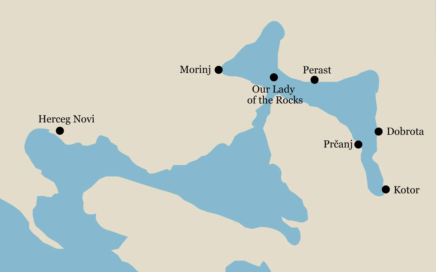 Map of the Bay of Kotor
