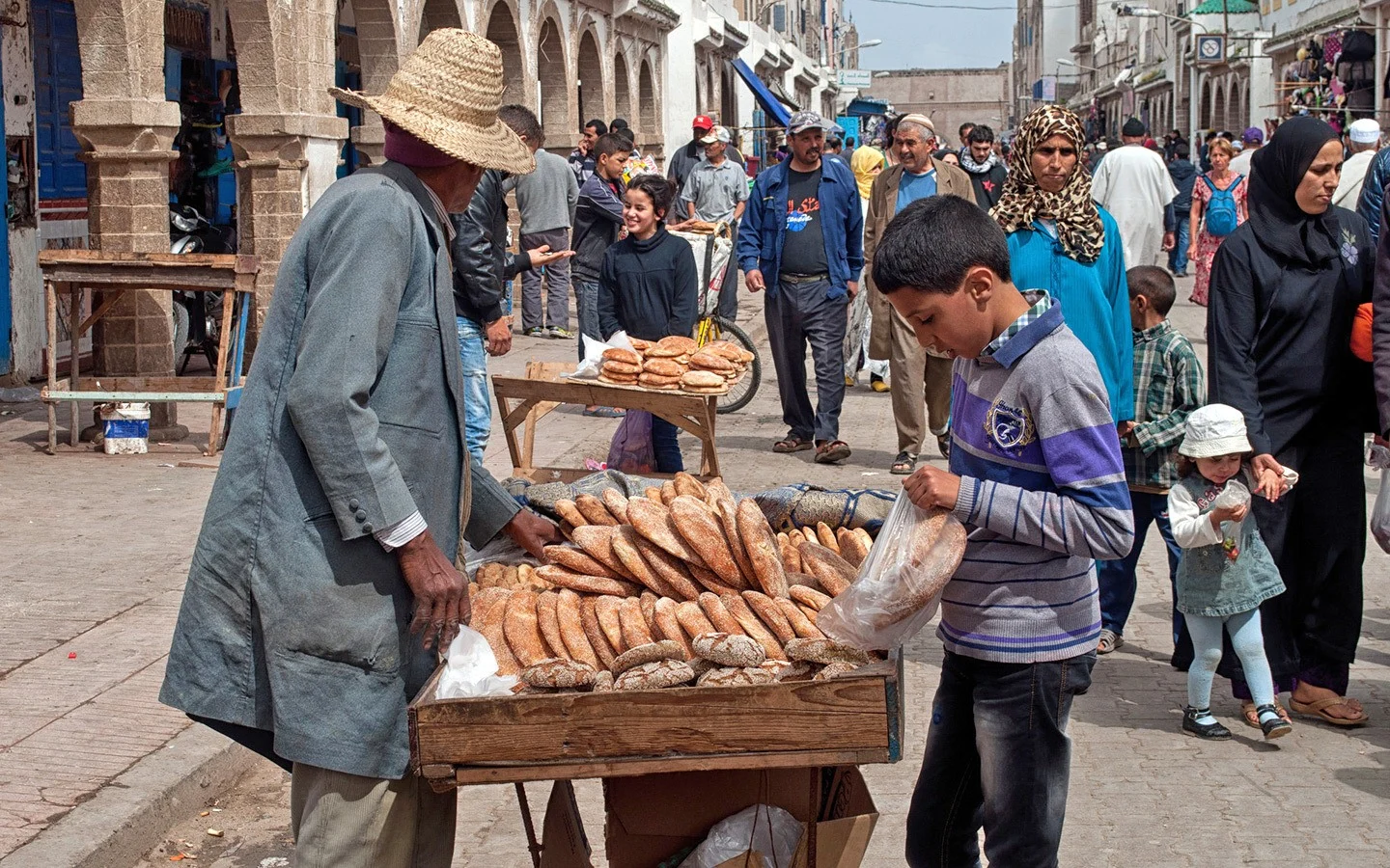 Bread stall in the medina