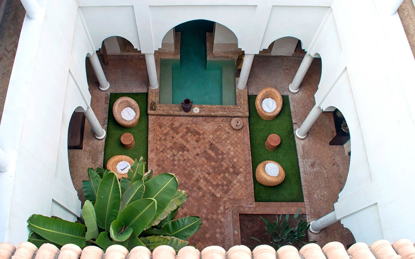 Courtyard at Riad Capaldi in the medina of Marrakech, Morocco