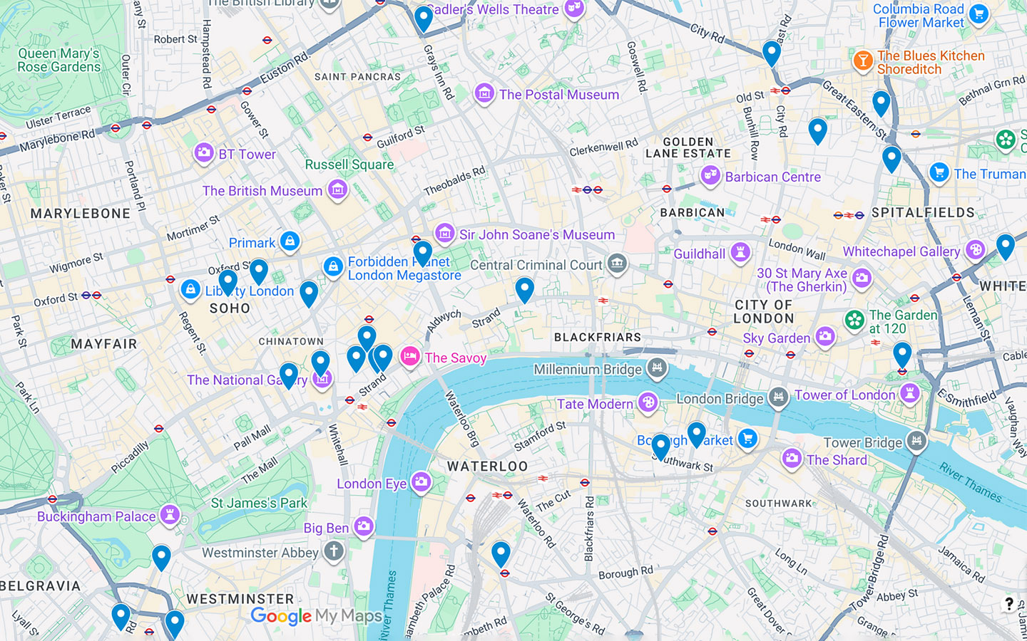 Map of affordable hotels in London