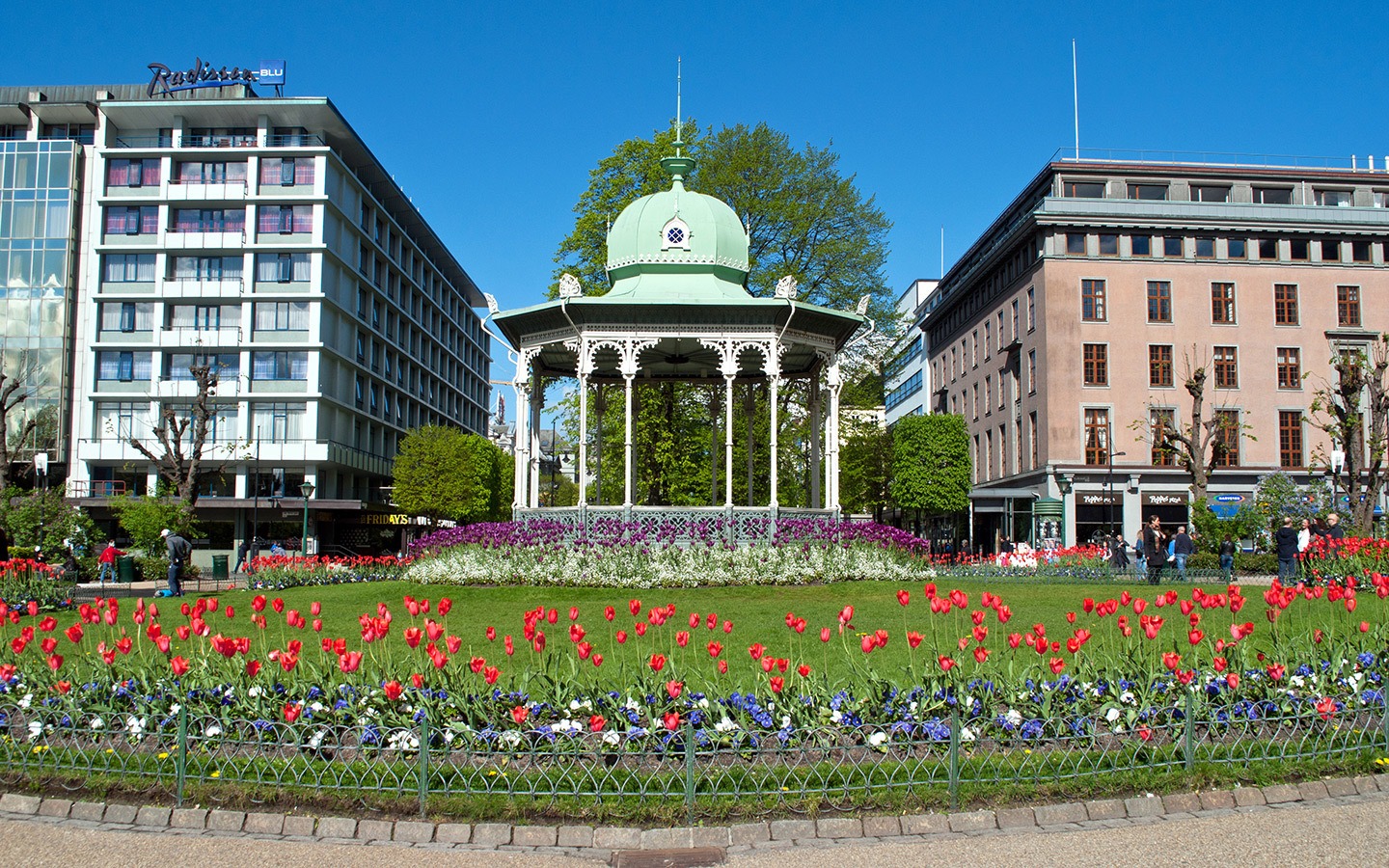 Colourful flowers in park in Bergen, Norway