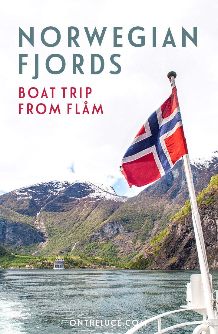 A scenic Norwegian fjords boat trip from Flåm to Gudvangen through the Sognefjord – Norway's longest fjord – on a fjord cruise past waterside villages, mountains and waterfalls #fjords #Norway #boattrip #cruise #Flam #Sognefjord