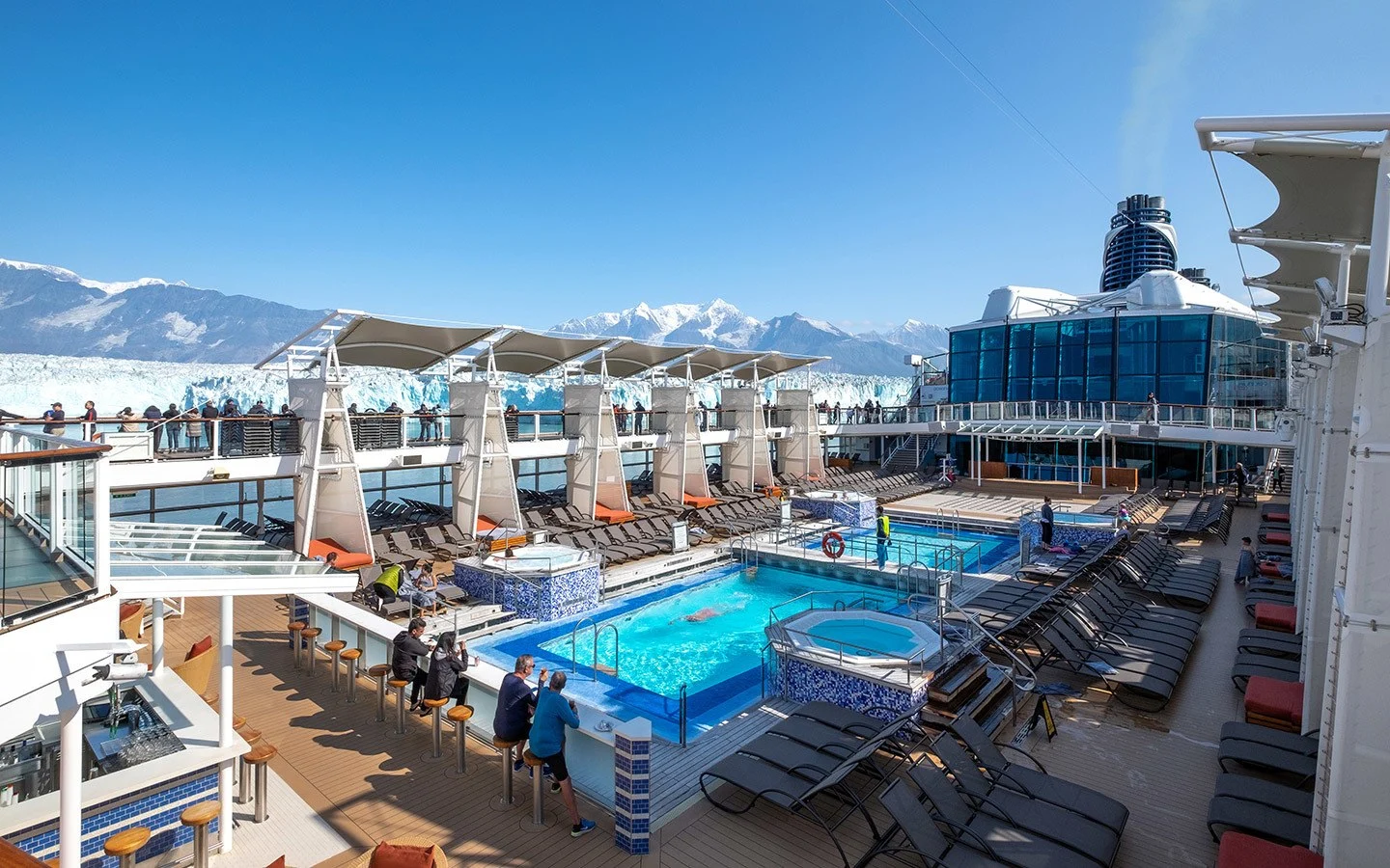 Pool on deck on an Alaska cruise
