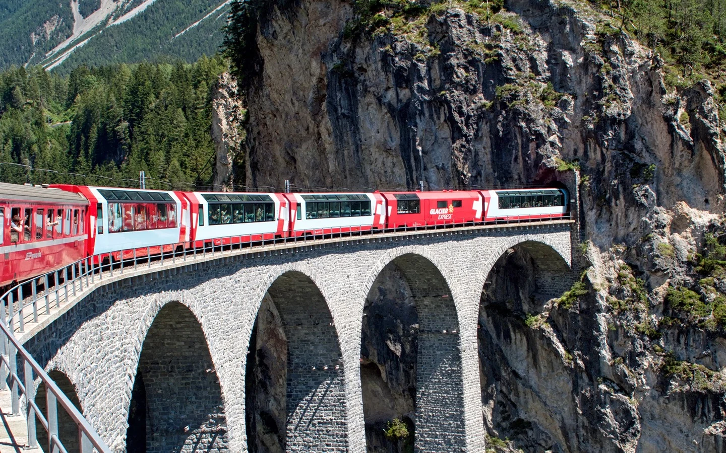 Glacier Express scenic train in Switzerland