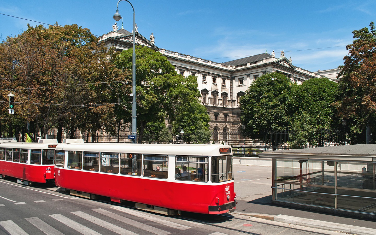 Trams running through the centre of Vienna