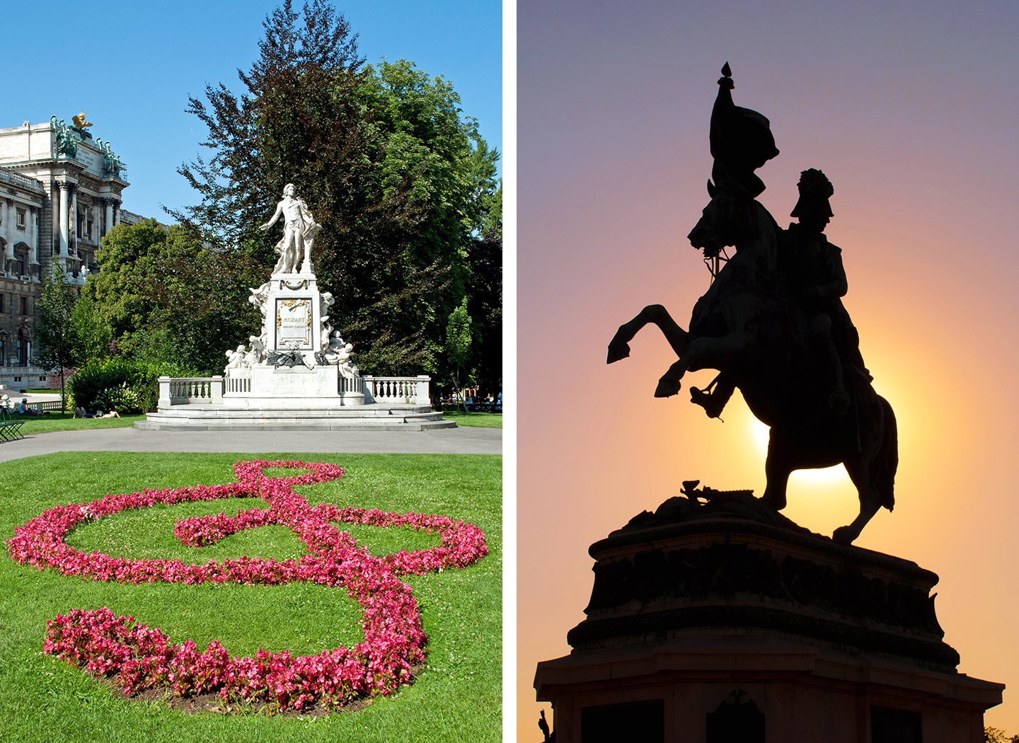 Statues in the Burggarten and outside the Hofburg