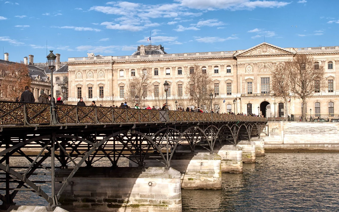 The Pont des Arts bridge across the Seine in Paris, France