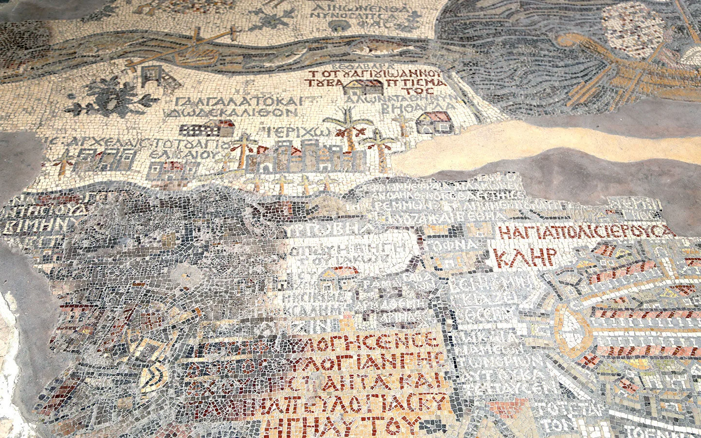 Part of the Madaba Map mosaic on the King's Highway in Jordan
