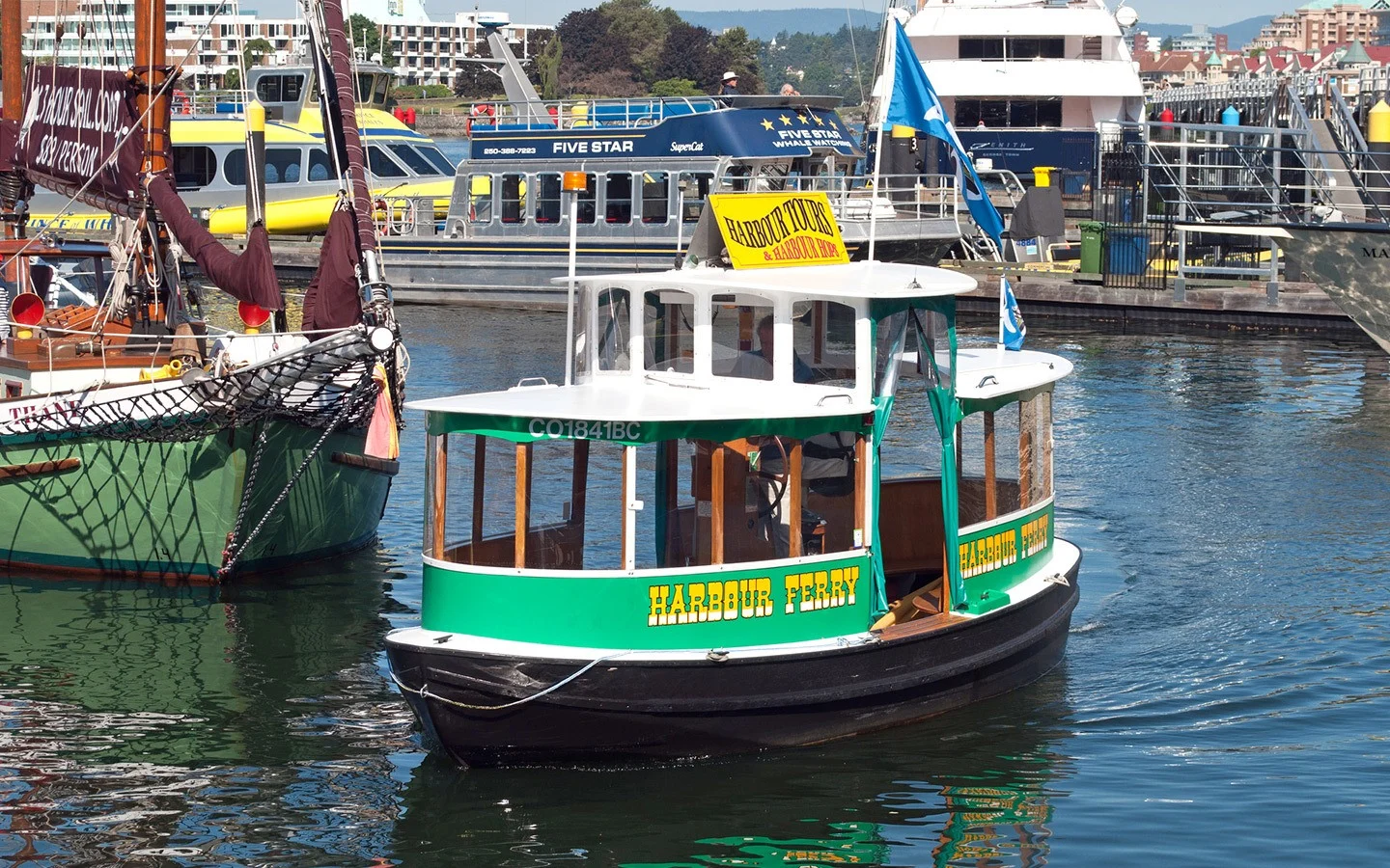 Mini harbour ferries in Victoria on Vancouver Island, Canada