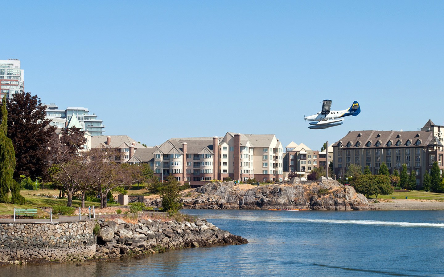 Seaplane coming in to land in British Columbia, Canada