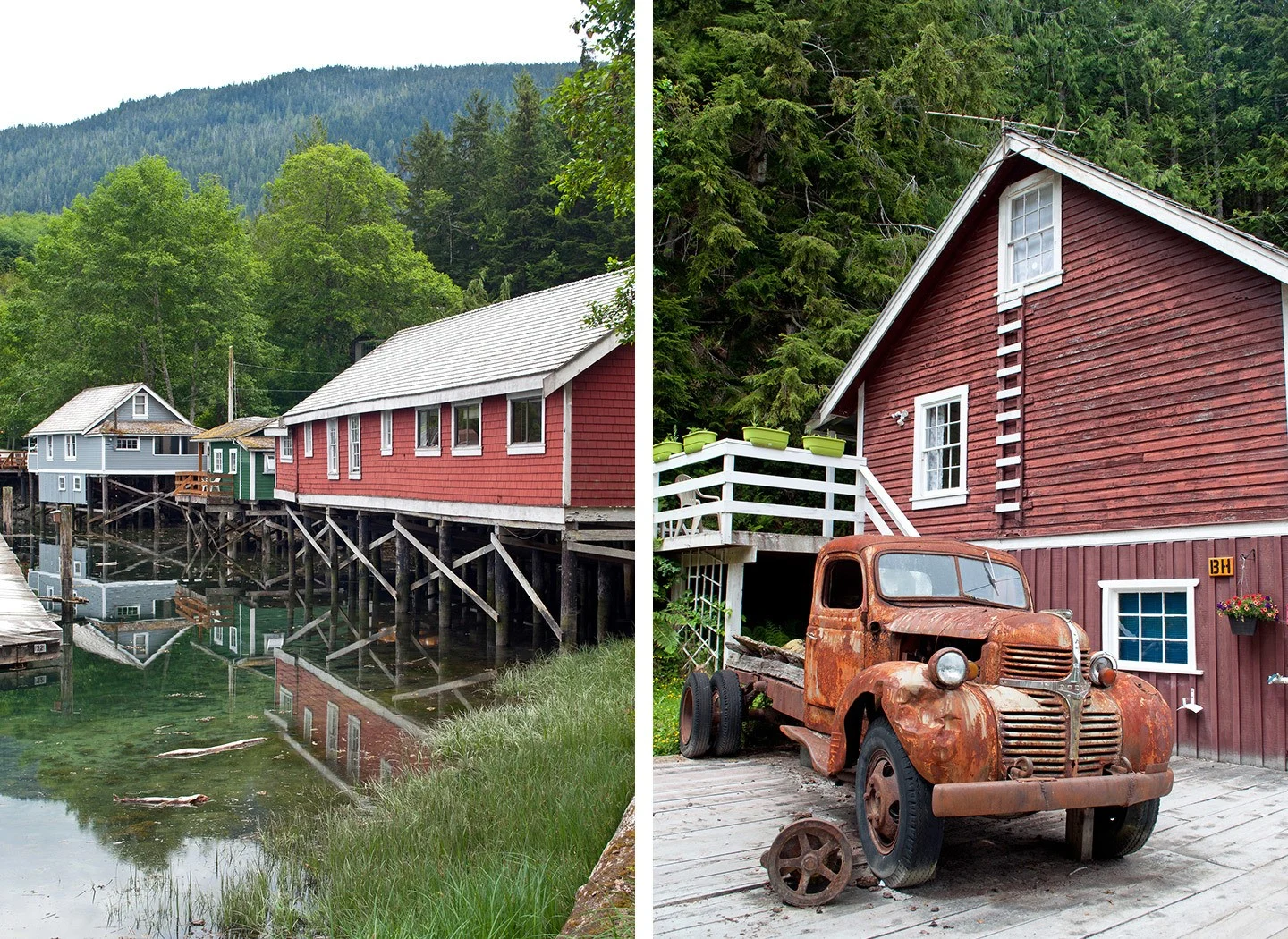 Wooden buildings and boardwalks at Telegraph Cove