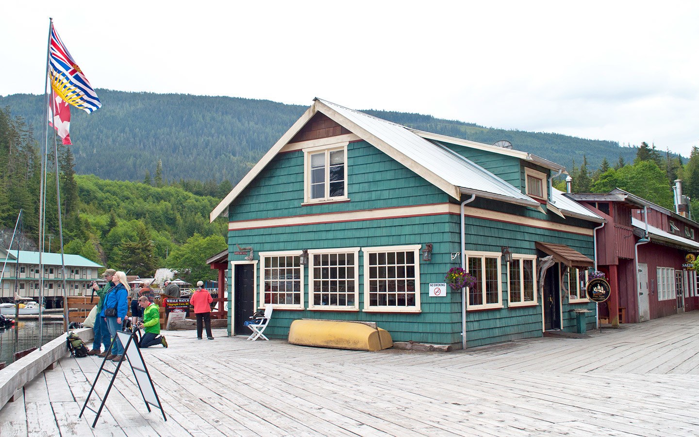 Wooden buildings and boardwalks at Telegraph Cove