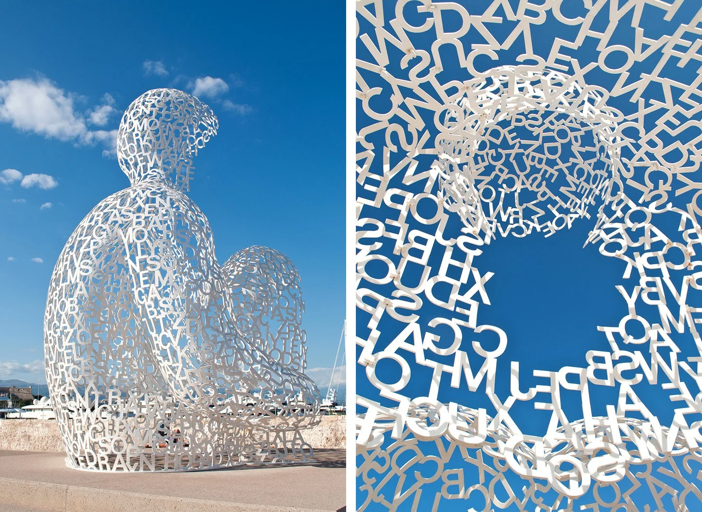 Jaume Plensa's Nomade statue, Antibes, South of France