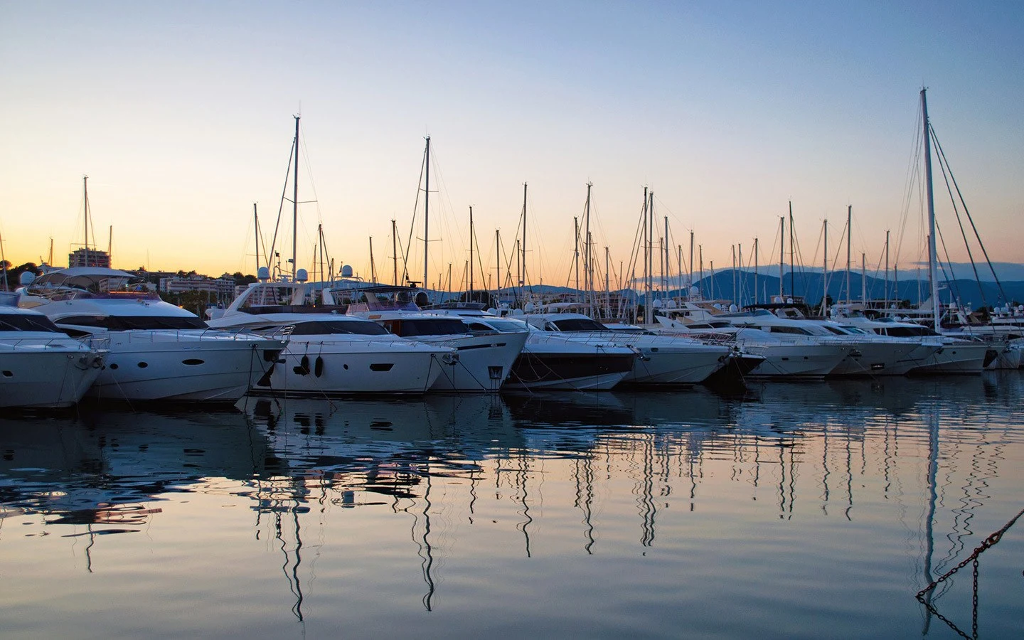 Yachts in the harbour in Antibes, South of France