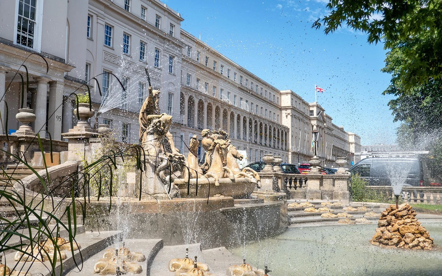 The Neptune Fountain on the Promenade in Cheltenham