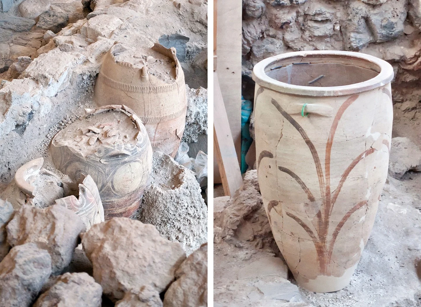 Minoan pottery from the buried city of Akrotiri Santorini