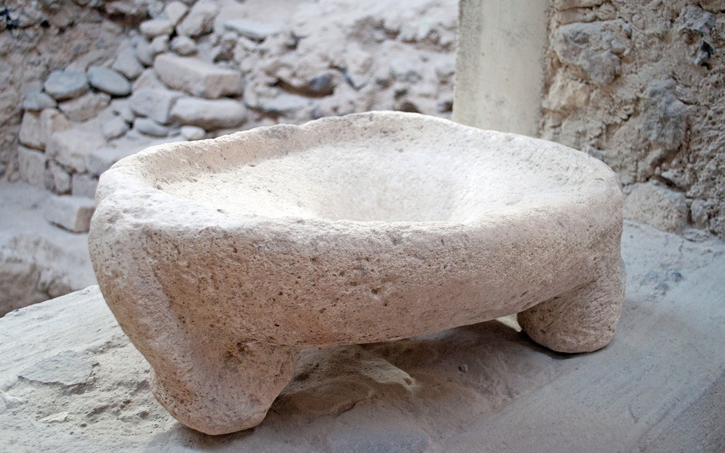 Ancient Minoan toilet at Akrotiri archaeological site