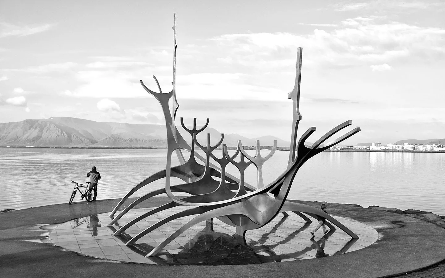 The Sun Voyager or Sólfar sculpture in Reykjavik 