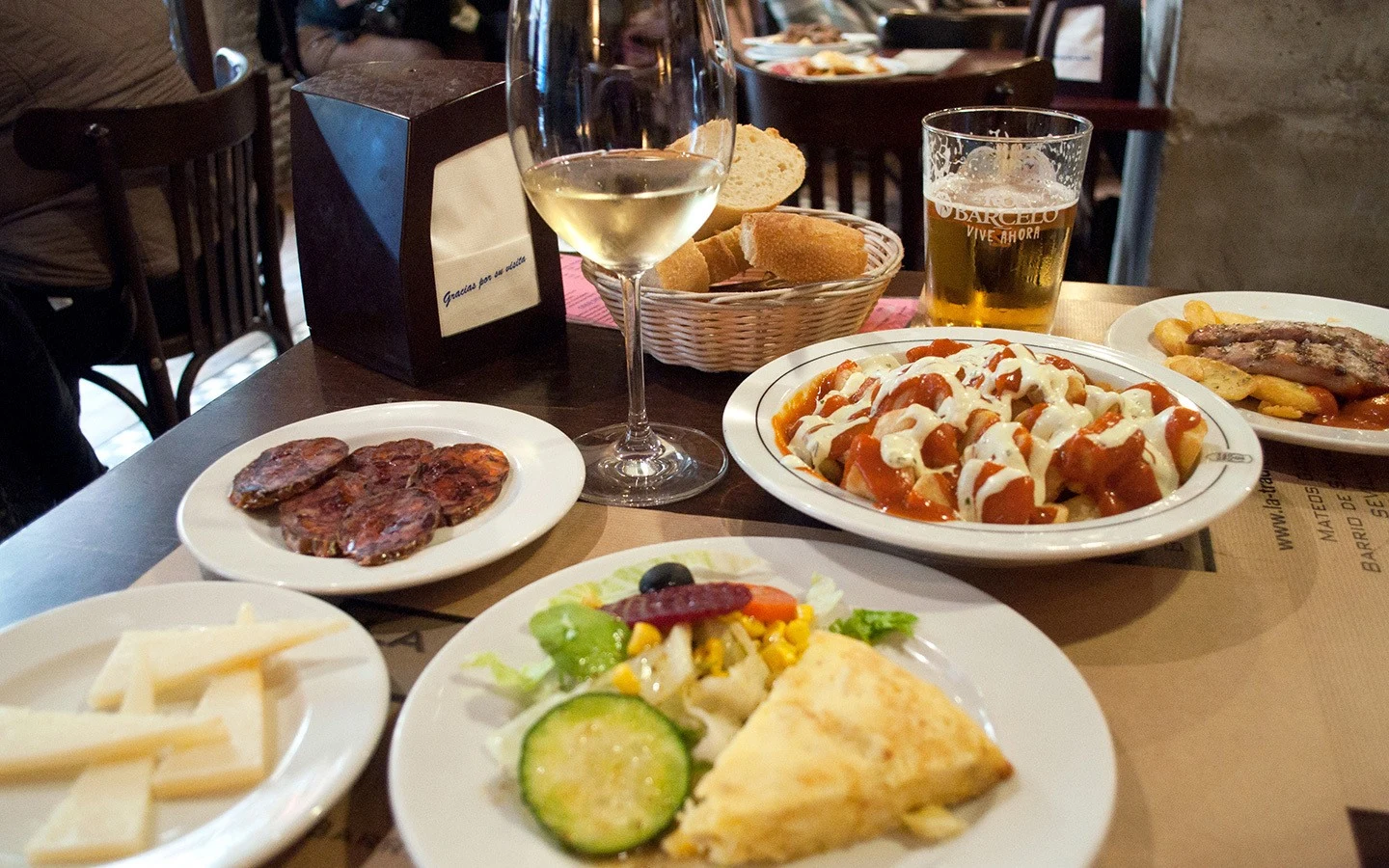 Plates of Spanish tapas in Seville