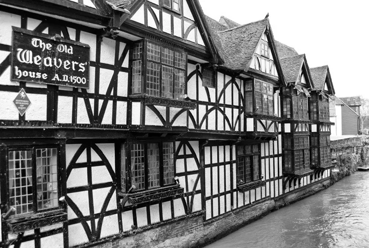 The black and white Old Weavers' House