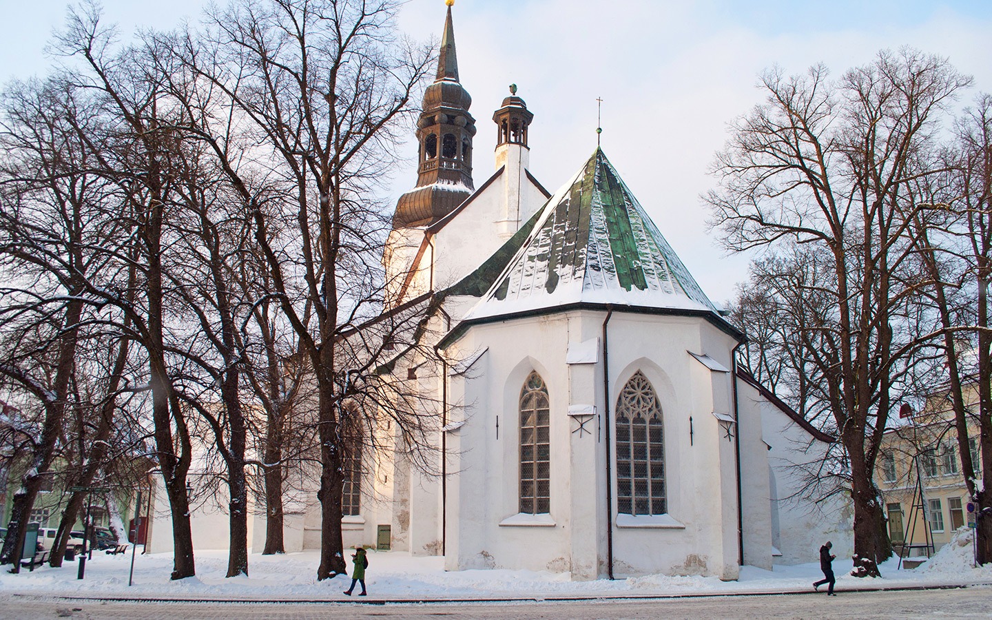 Church in Tallinn in the snow