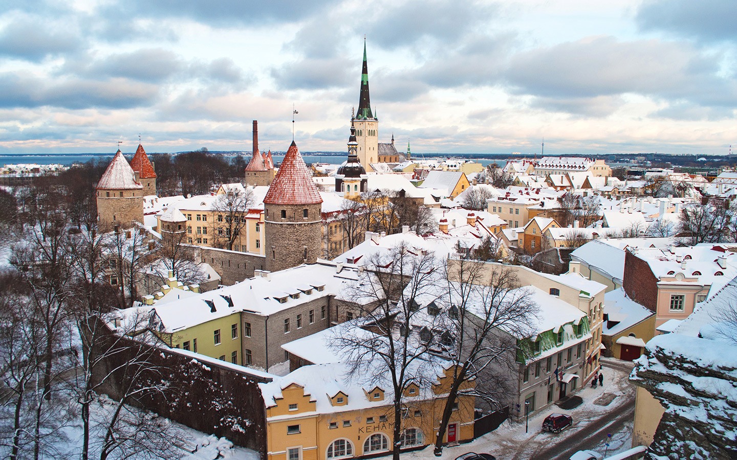 Views over Tallinn on festive European winter city breaks