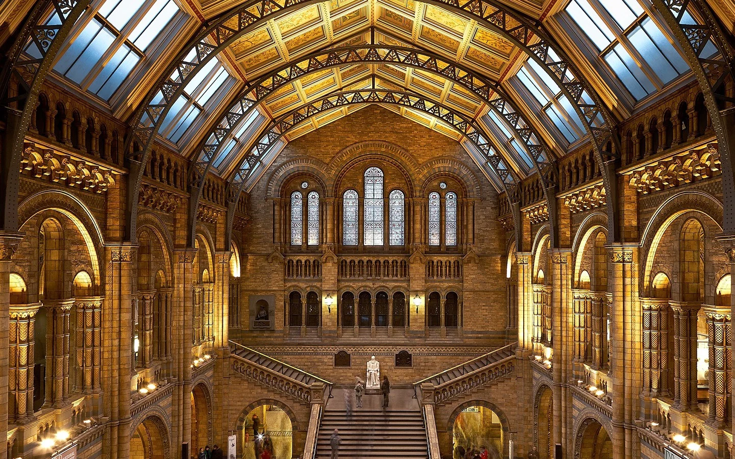 The main hall at the Natural History Museum, London