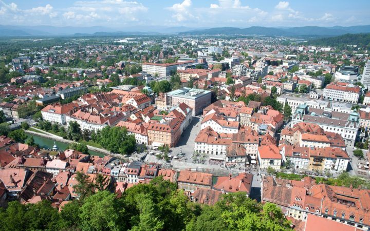 Views across Ljubljana from its hilltop castle