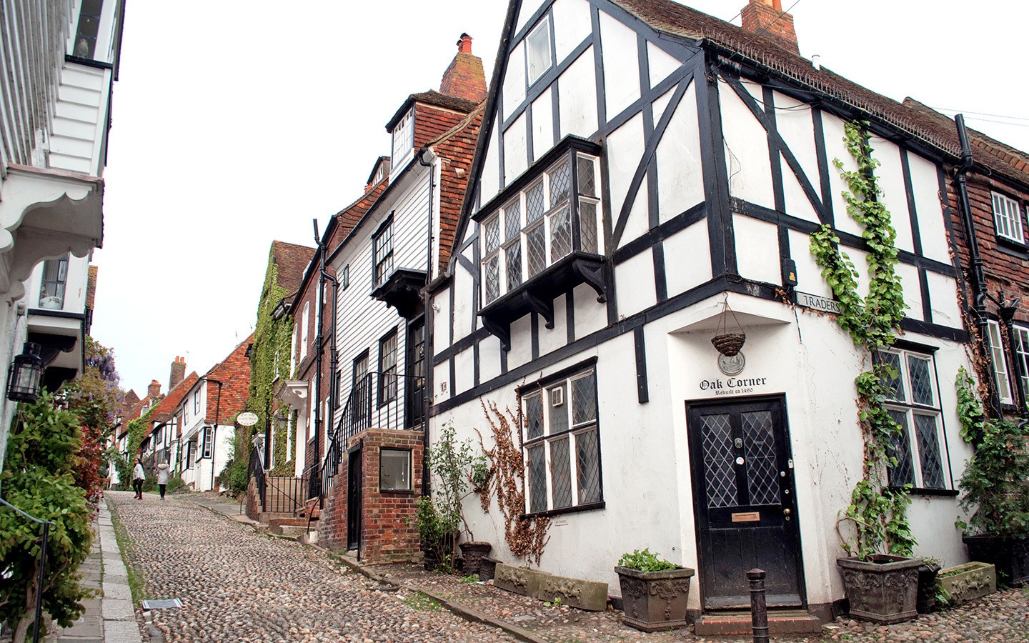 Black and white houses on Mermaid Street in Rye