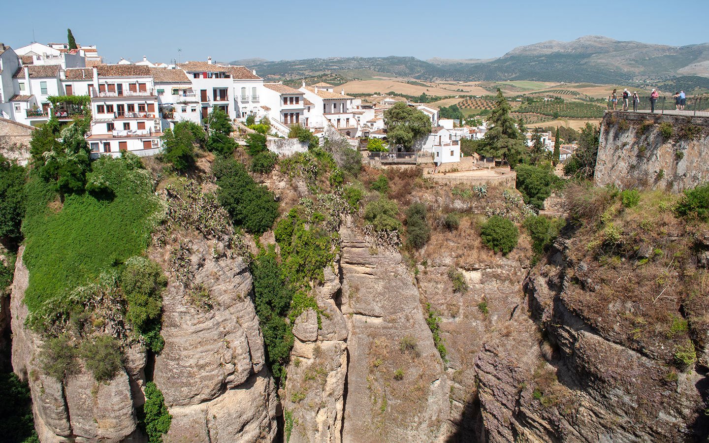 Clifftop buildings overlooking the gorge in Ronda, Spain