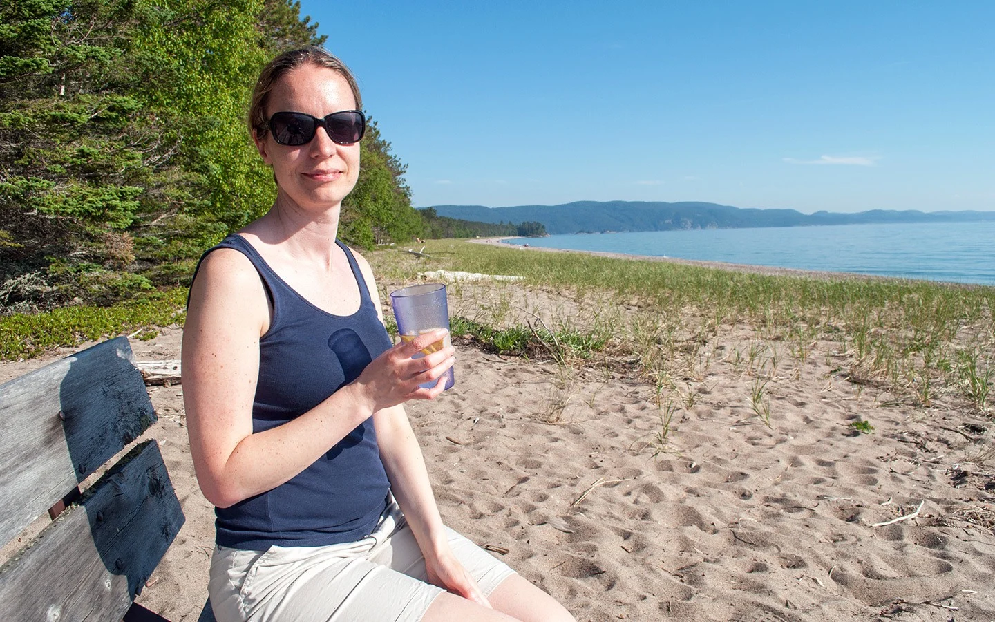 Drinks on the beach at Lake Superior Provincial Park