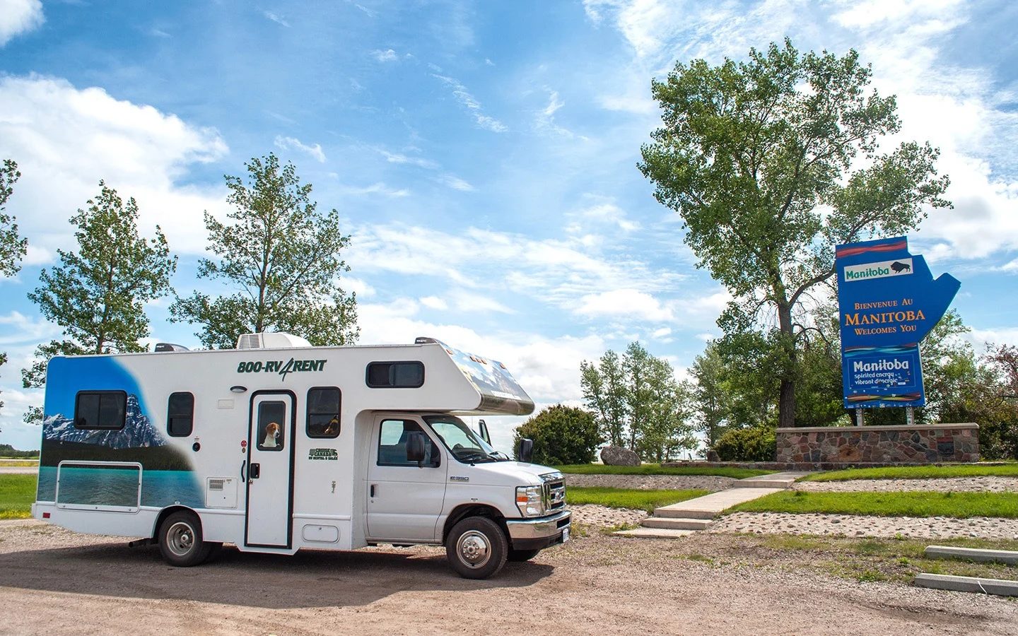 Crossing the Manitoba provincial line in an RV