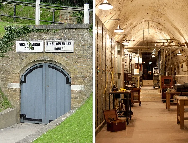 Entrance and interior of the Dover Castle secret wartime tunnels