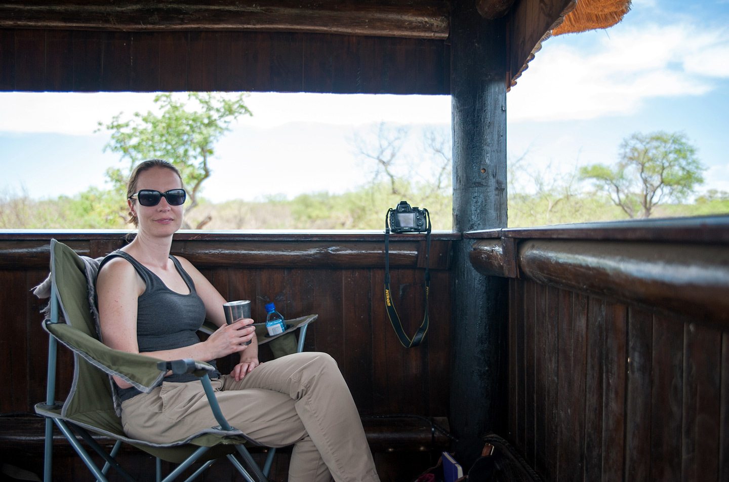 Wildlife watching in a hide in South Africa