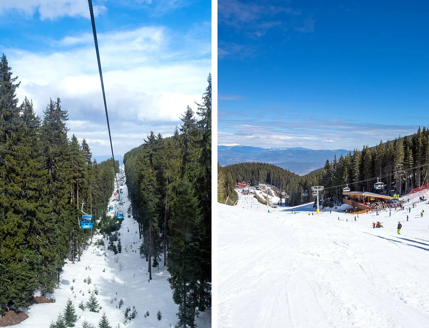 Lifts and pistes in Bansko ski resort, Bulgaria