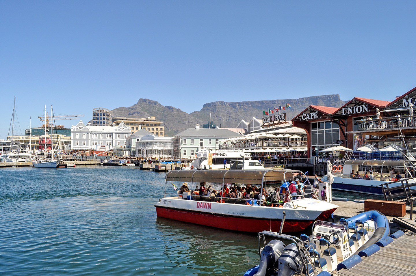 Boats in the harbour at the V&A Waterfront in Cape Town