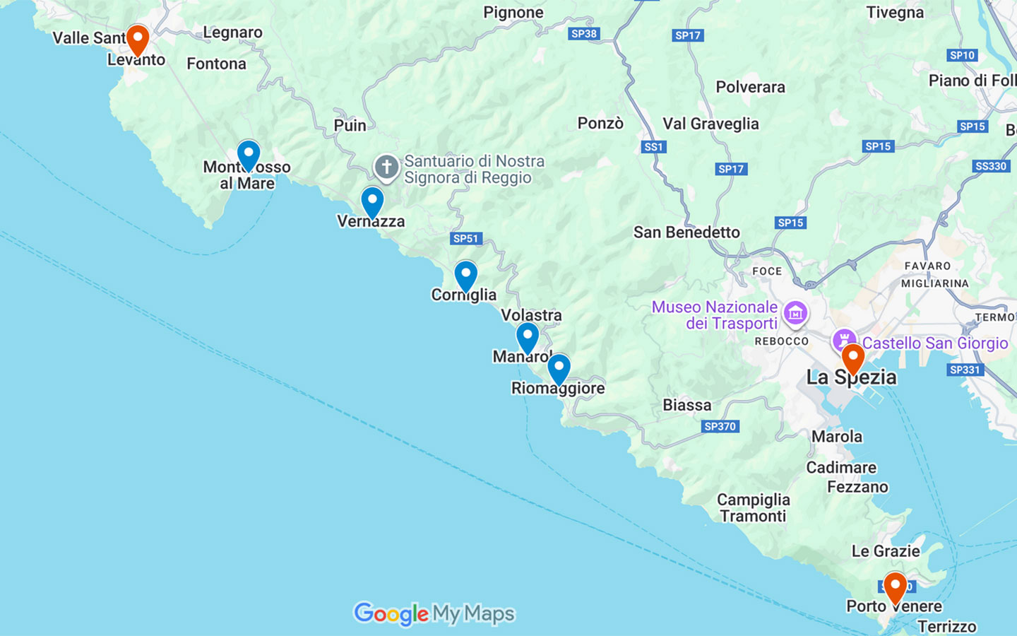 Map of the Cinque Terre Italy