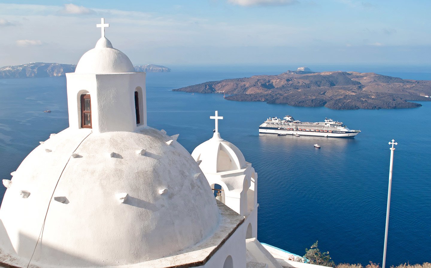 Cruise ship in Santorini, Greece