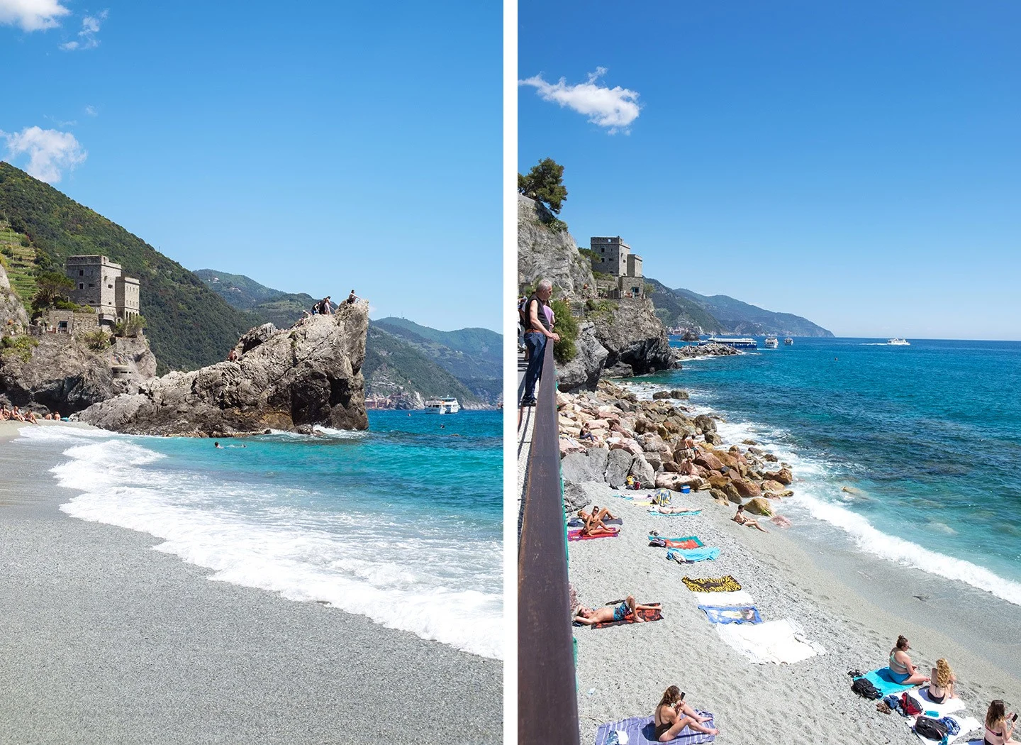 On the beach in Monterosso when visiting the Cinque Terre