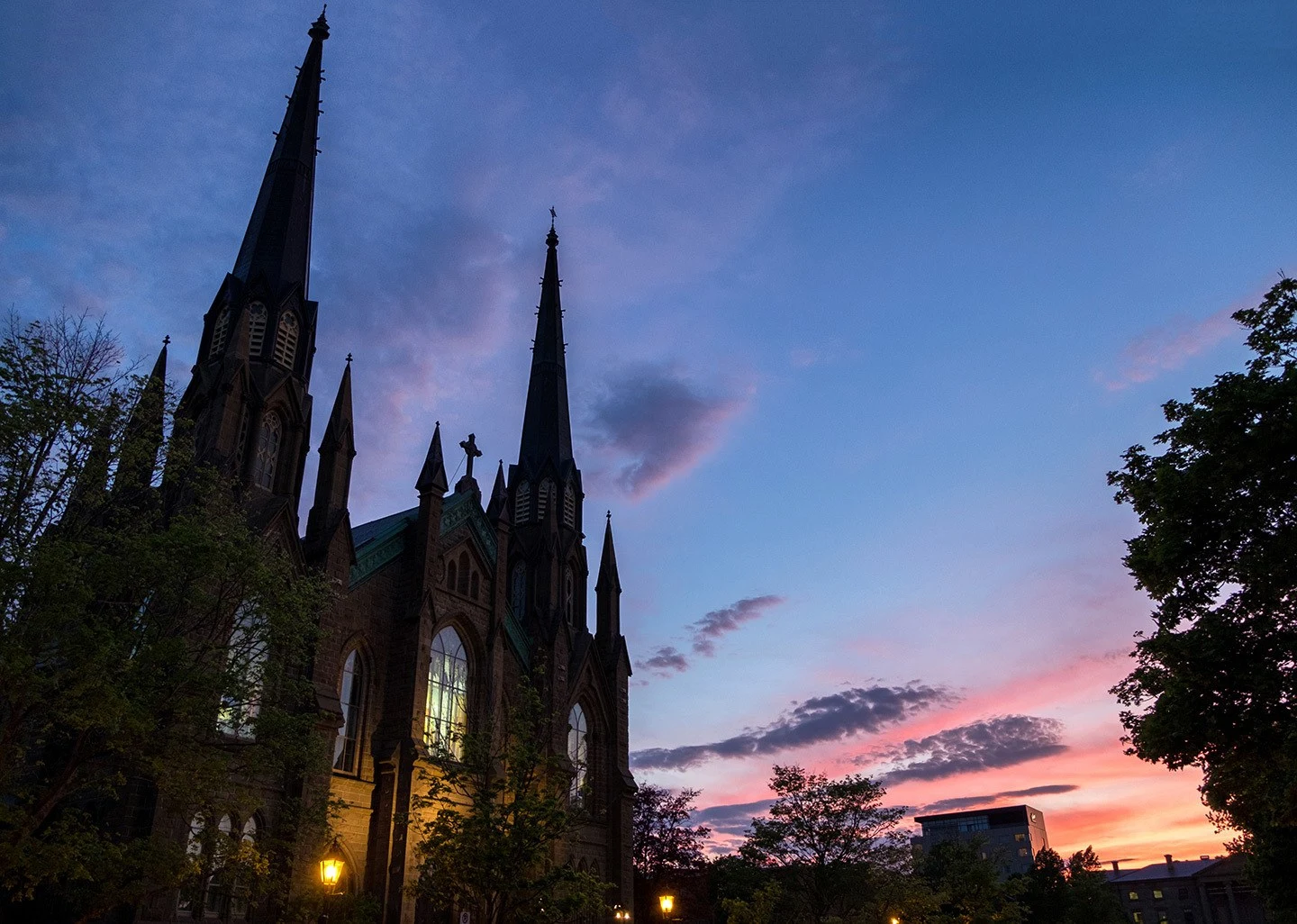 Sunset at St Dunstan's Basilica in Charlottetown, Prince Edward Island