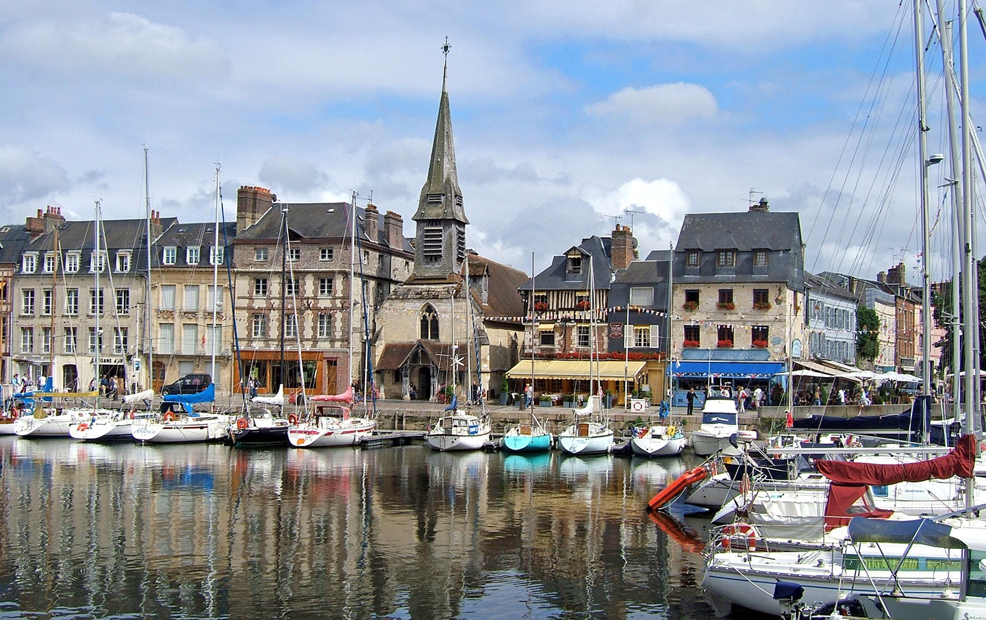 The Vieux Bassin harbour in Honfleur in Normandy, France